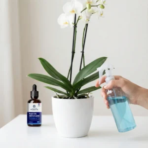 Traitement antifongique des racines d'orchidées (Phalaenopsis) avec du bleu de méthylÚne pour stopper la pourriture bactérienne et les maladies cryptogamiques.
