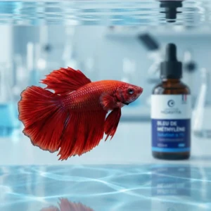 Dosage de bleu de méthylène en aquarium pour le traitement des maladies des poissons comme les points blancs et la pourriture des nageoires.